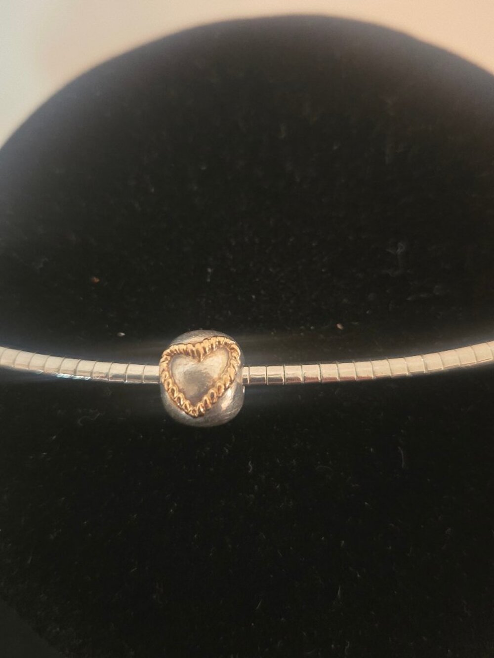 Pandora Sterling Silver 14kt Gold two tone braided Heart Clip Charm
